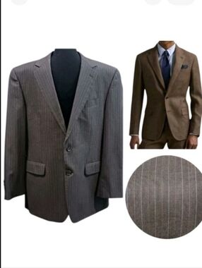 Ralph Lauren Wool Taupe Stripe Sport Coat Blazer Double Vented